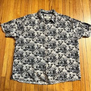 Tommy Bahama Shirt Mens XL Silk Hawaiian Floral Silk All Over Print Button